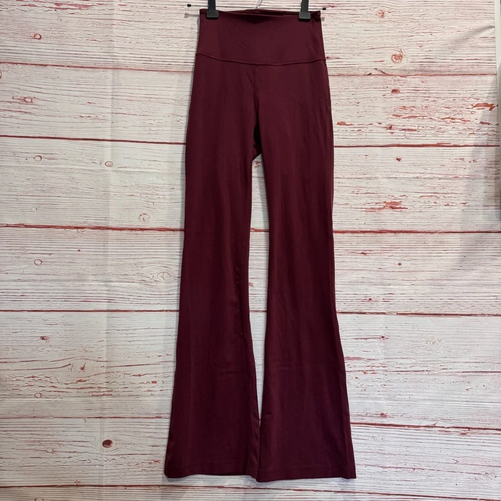 Lululemon Groove Super-High-Rise Flared Pant Nulu in Red Merlot Sz 4